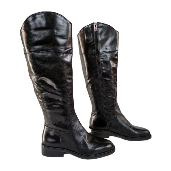 VINCE CAMUTO Alfella Knee High Riding Boot Black Leather Side Zip Women's 7 - Picture 3 of 8